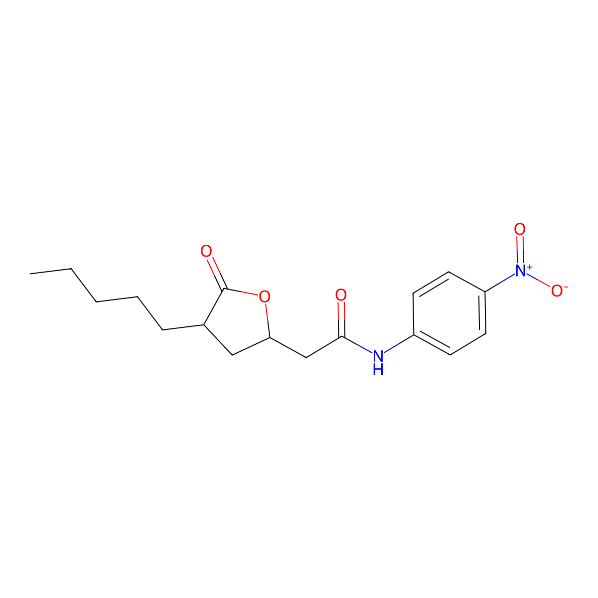 N-(4-nitrophenyl)-2-(5-oxo-4-pentyloxolan-2-yl)acetamide molecular structure, CAS 304872-25-1