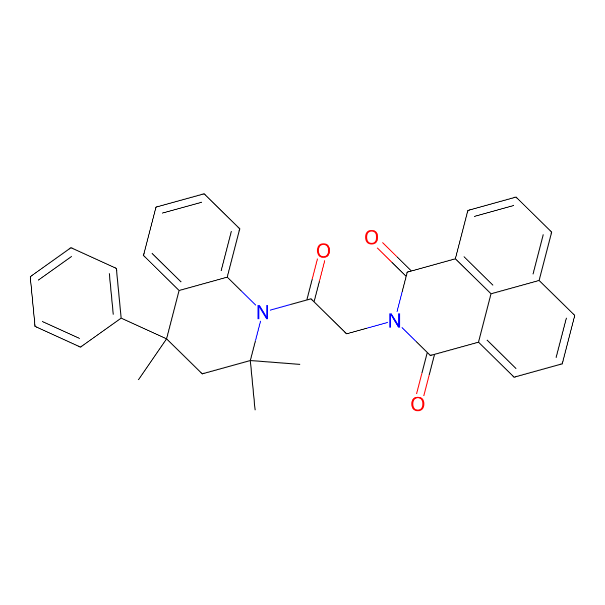 2-[2-oxo-2-(2,2,4-trimethyl-4-phenyl-3H-quinolin-1-yl)ethyl]benzo[de]isoquinoline-1,3-dione molecular structure, CAS 304872-33-1