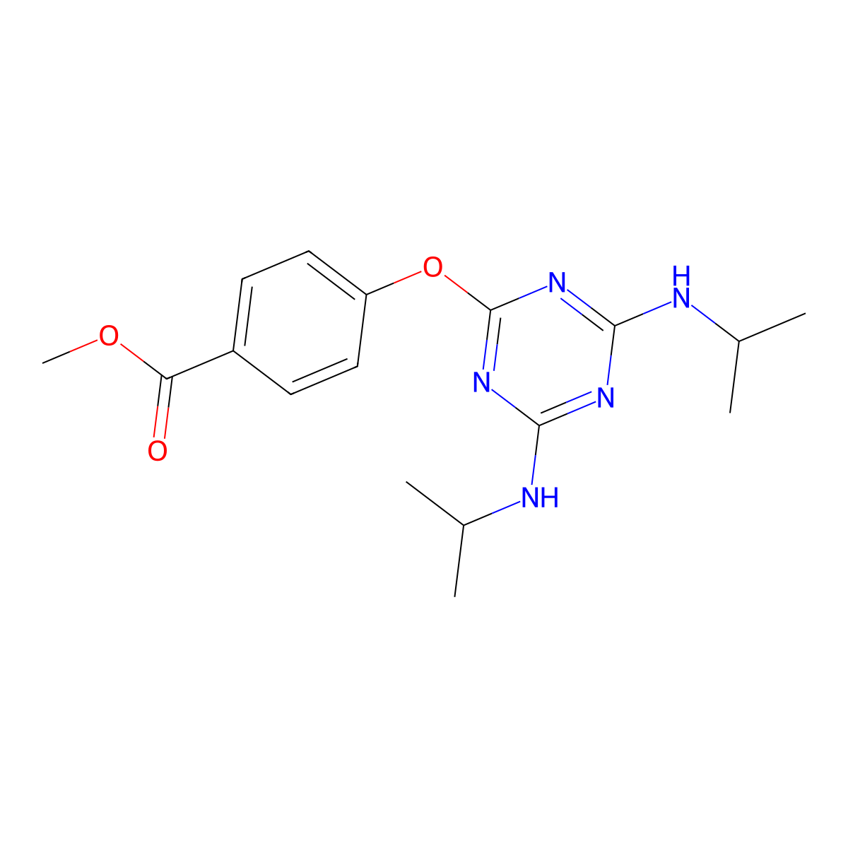 Methyl 4-[[4,6-bis(propan-2-ylamino)-1,3,5-triazin-2-yl]oxy]benzoate molecular structure, CAS 304872-48-8