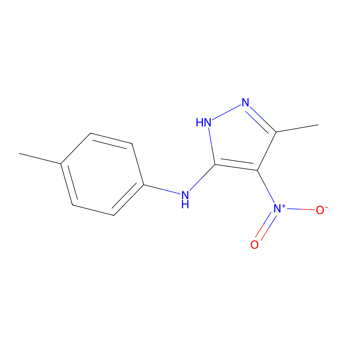 5-methyl-N-(4-methylphenyl)-4-nitro-1H-pyrazol-3-amine molecular structure, CAS 304872-69-3