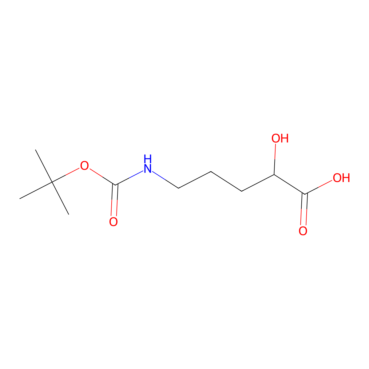 5-{[(Tert-butoxy)carbonyl]amino}-2-hydroxypentanoic acid molecular structure, CAS 304873-25-4