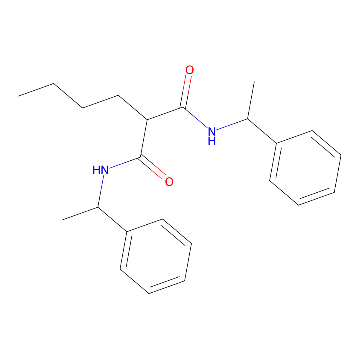 2-butyl-N,N'-bis(1-phenylethyl)propanediamide molecular structure, CAS 304873-29-8