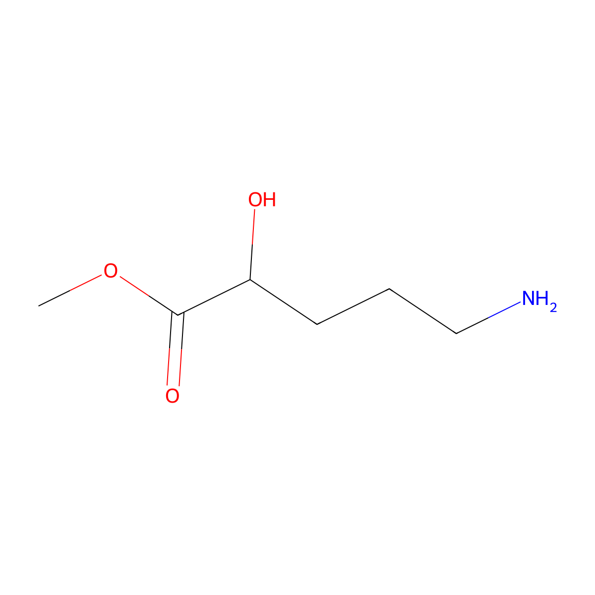 Methyl 5-amino-2-hydroxypentanoate molecular structure, CAS 304873-47-0
