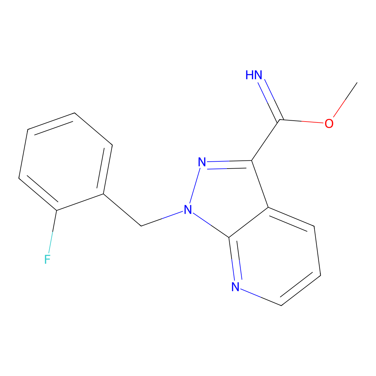 Methyl 1-(2-fluorobenzyl)-1H-pyrazolo[3,4-b]pyridine-3-carbiMidate molecular structure, CAS 304874-06-4