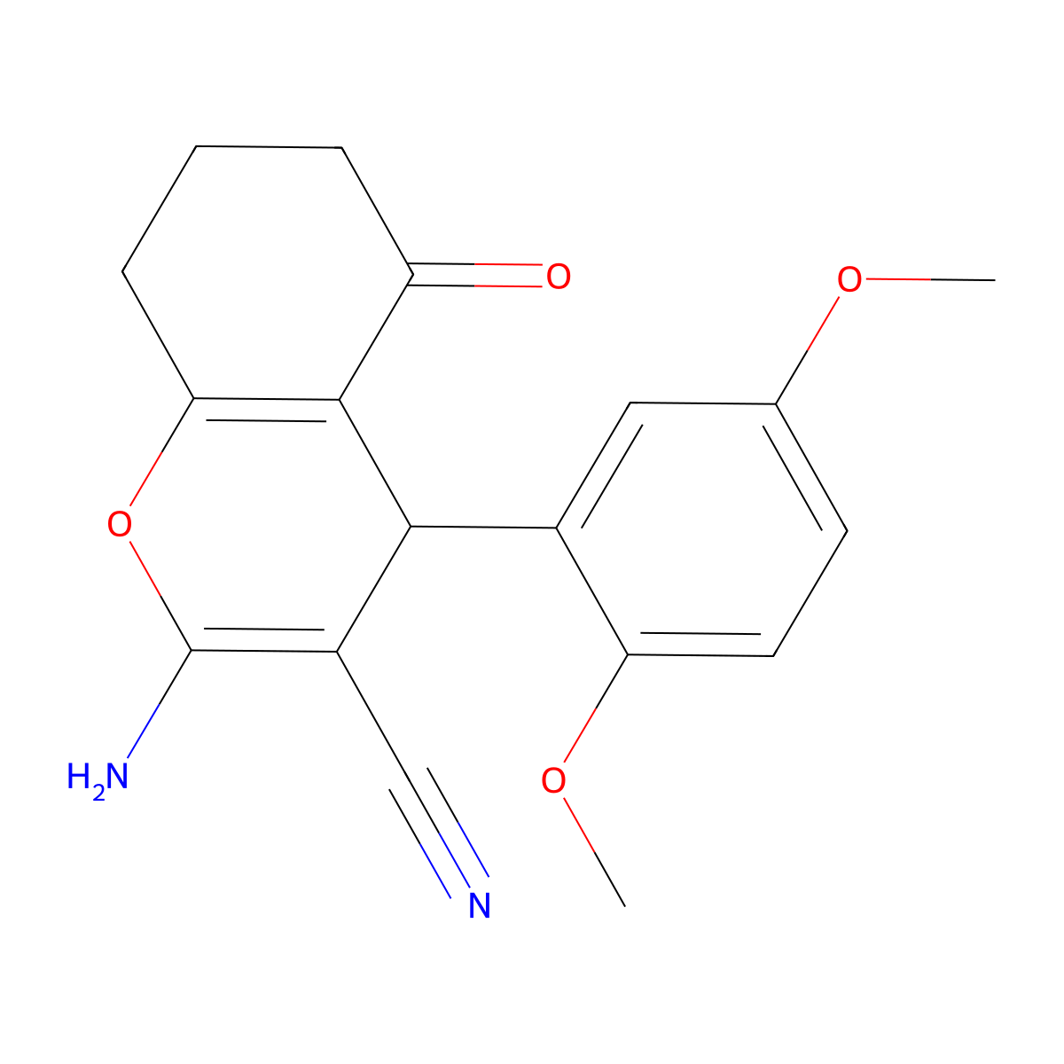 2-amino-4-(2,5-dimethoxyphenyl)-5-oxo-5,6,7,8-tetrahydro-4H-chromene-3-carbonitrile molecular structure, CAS 304875-26-1