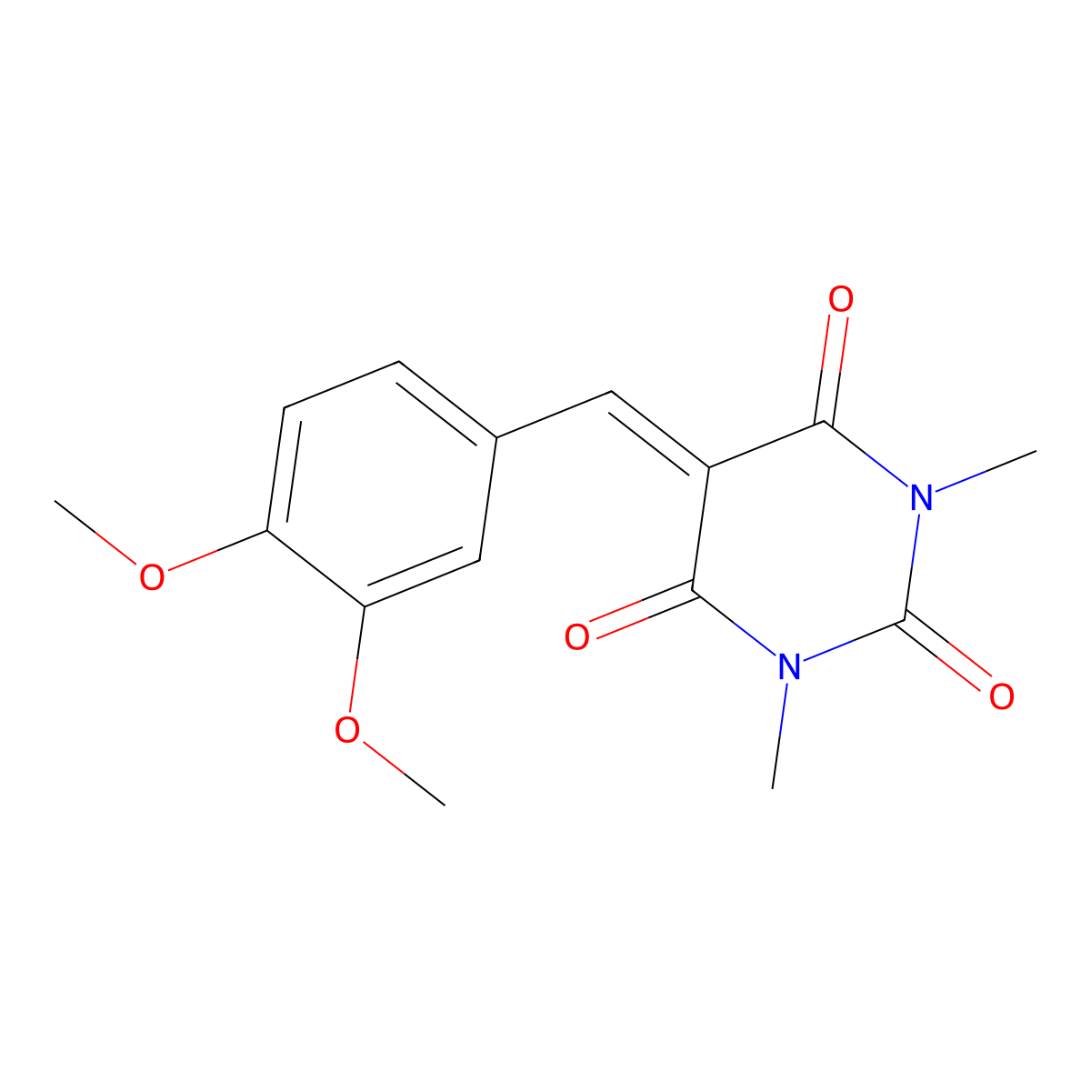 5-(3,4-dimethoxybenzylidene)-1,3-dimethyl-2,4,6(1H,3H,5H)-pyrimidinetrione molecular structure, CAS 304875-61-4