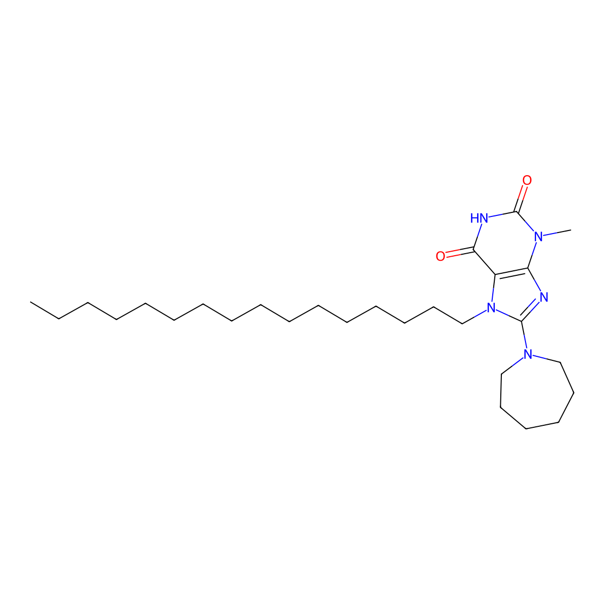 8-Azepan-1-yl-7-hexadecyl-3-methyl-3,7-dihydro-purine-2,6-dione molecular structure, CAS 304875-63-6