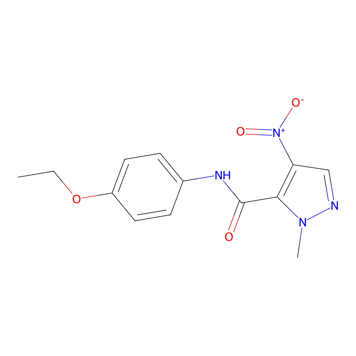N-(4-ethoxyphenyl)-1-methyl-4-nitro-1H-pyrazole-5-carboxamide molecular structure, CAS 304875-92-1