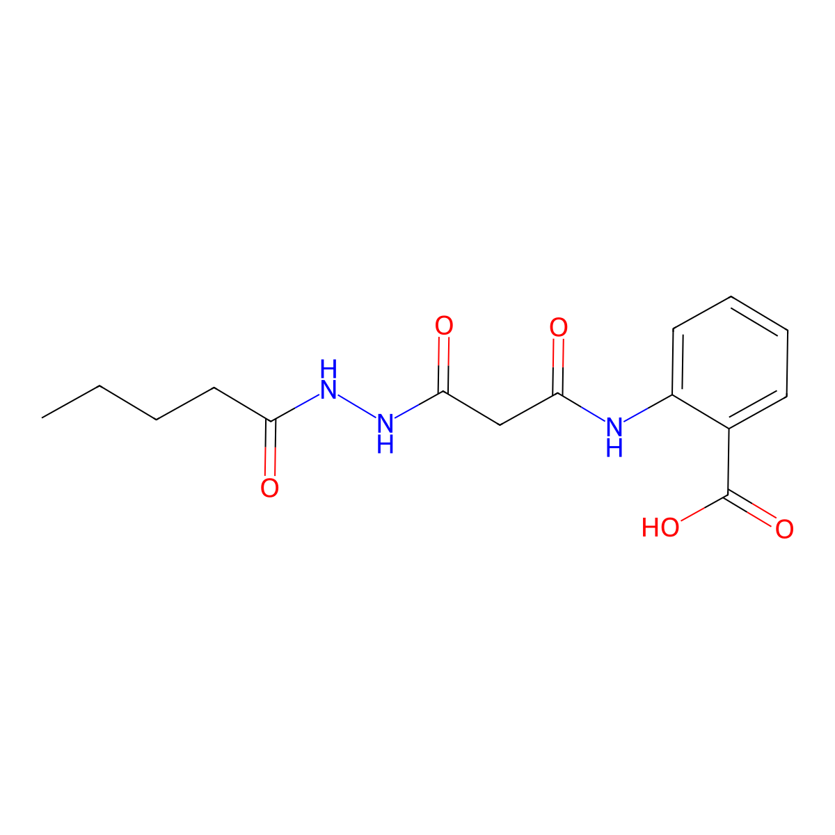 2-{[3-Oxo-3-(2-pentanoylhydrazinyl)propanoyl]amino}benzoic acid molecular structure, CAS 304875-94-3