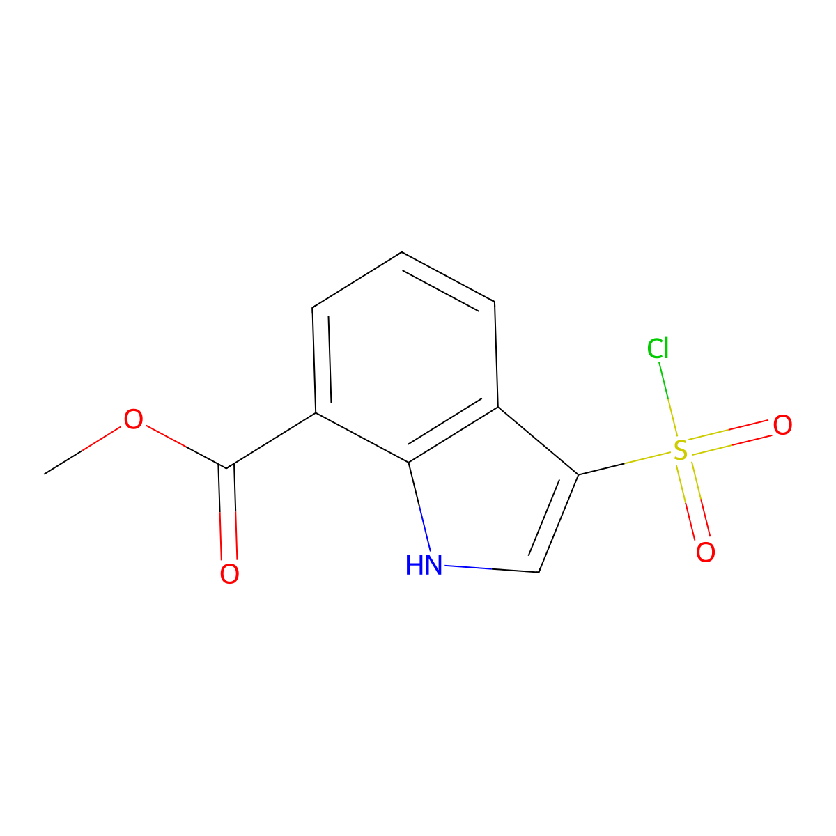 methyl 3-(chlorosulfonyl)-1H-indole-7-carboxylate molecular structure, CAS 3048756-76-6