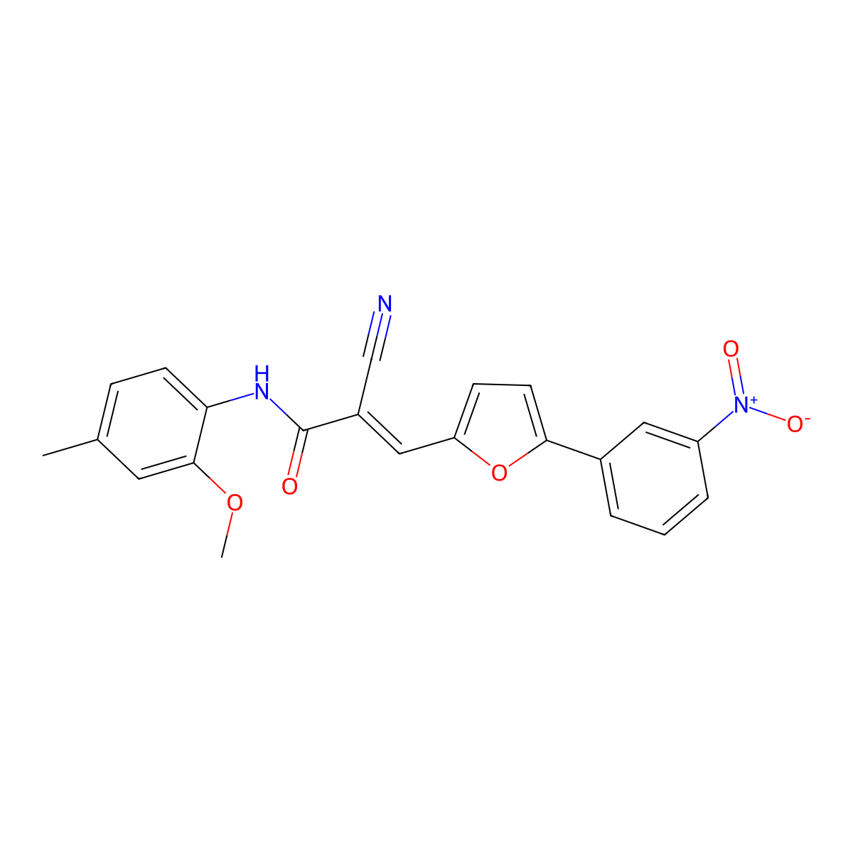 2-cyano-N-(2-methoxy-4-methylphenyl)-3-[5-(3-nitrophenyl)furan-2-yl]prop-2-enamide molecular structure, CAS 304876-17-3