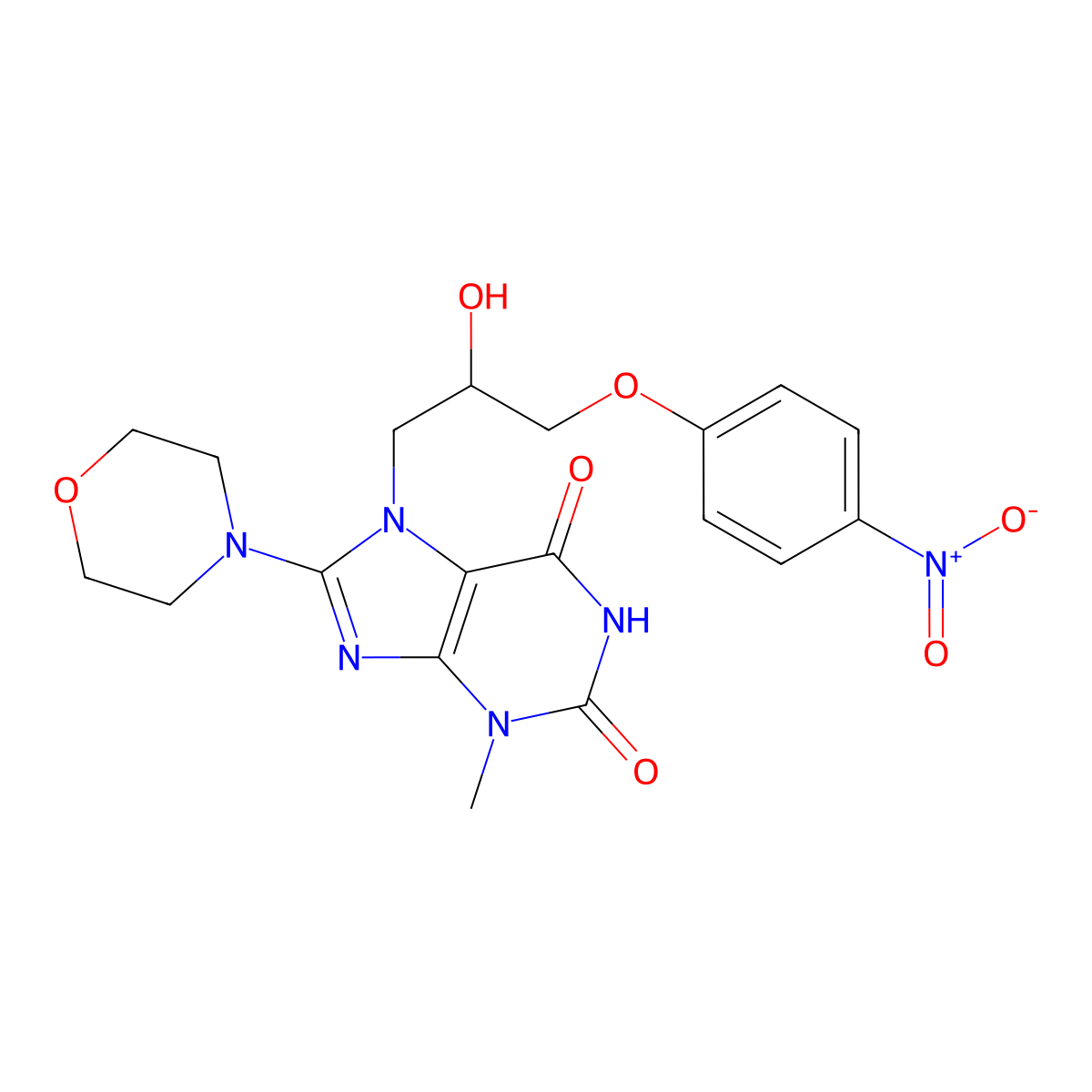 7-[2-Hydroxy-3-(4-nitrophenoxy)propyl]-3-methyl-8-morpholin-4-ylpurine-2,6-dione molecular structure, CAS 304876-22-0