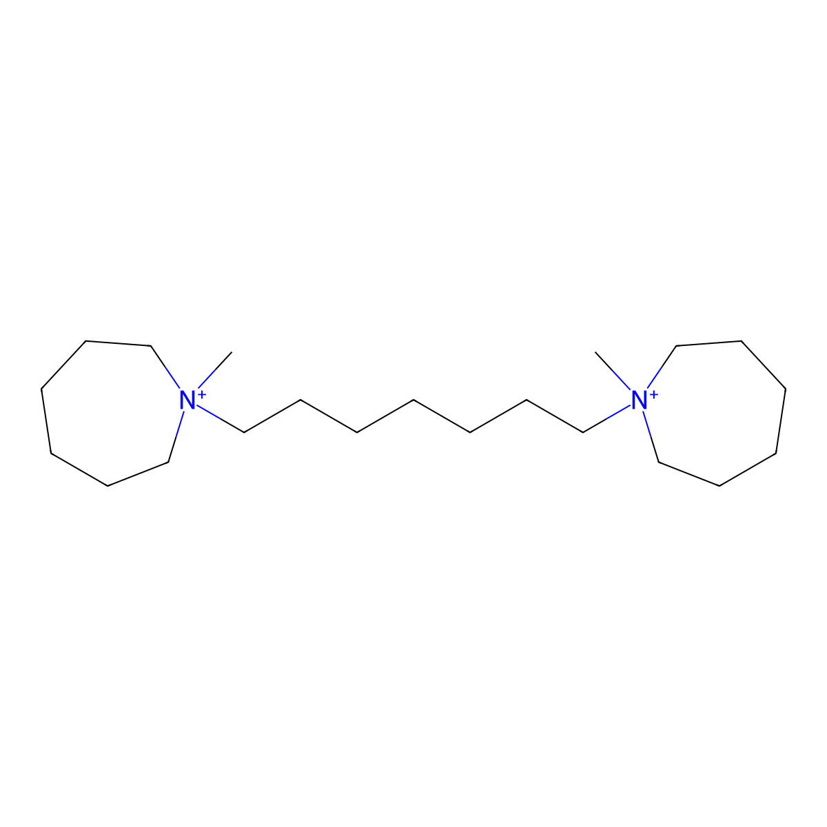1,1'-Heptane-1,7-diylbis(1-methylazepanium) molecular structure, CAS 304876-42-4