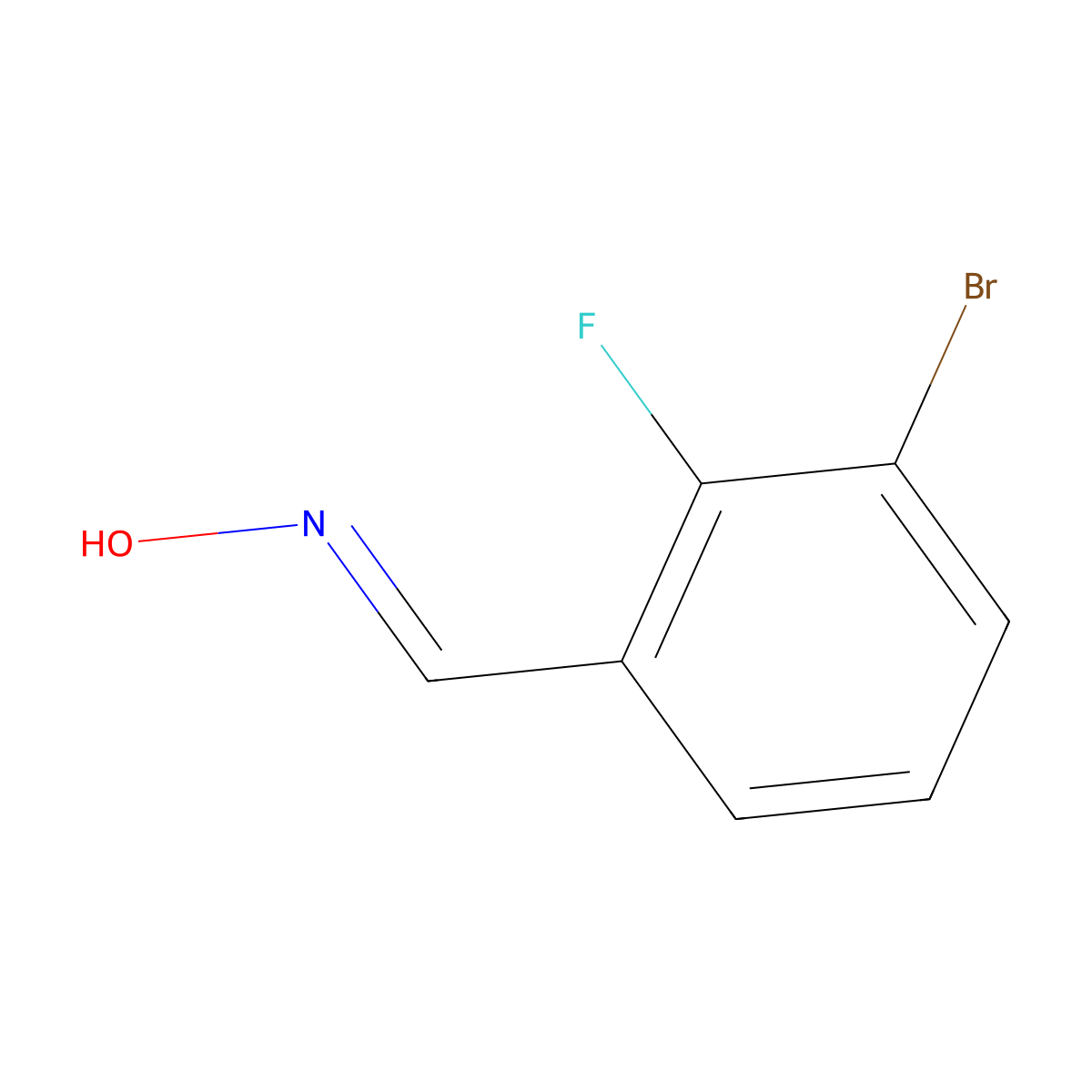 (E)-N-[(3-Bromo-2-fluorophenyl)methylidene]hydroxylamine molecular structure, CAS 304876-62-8