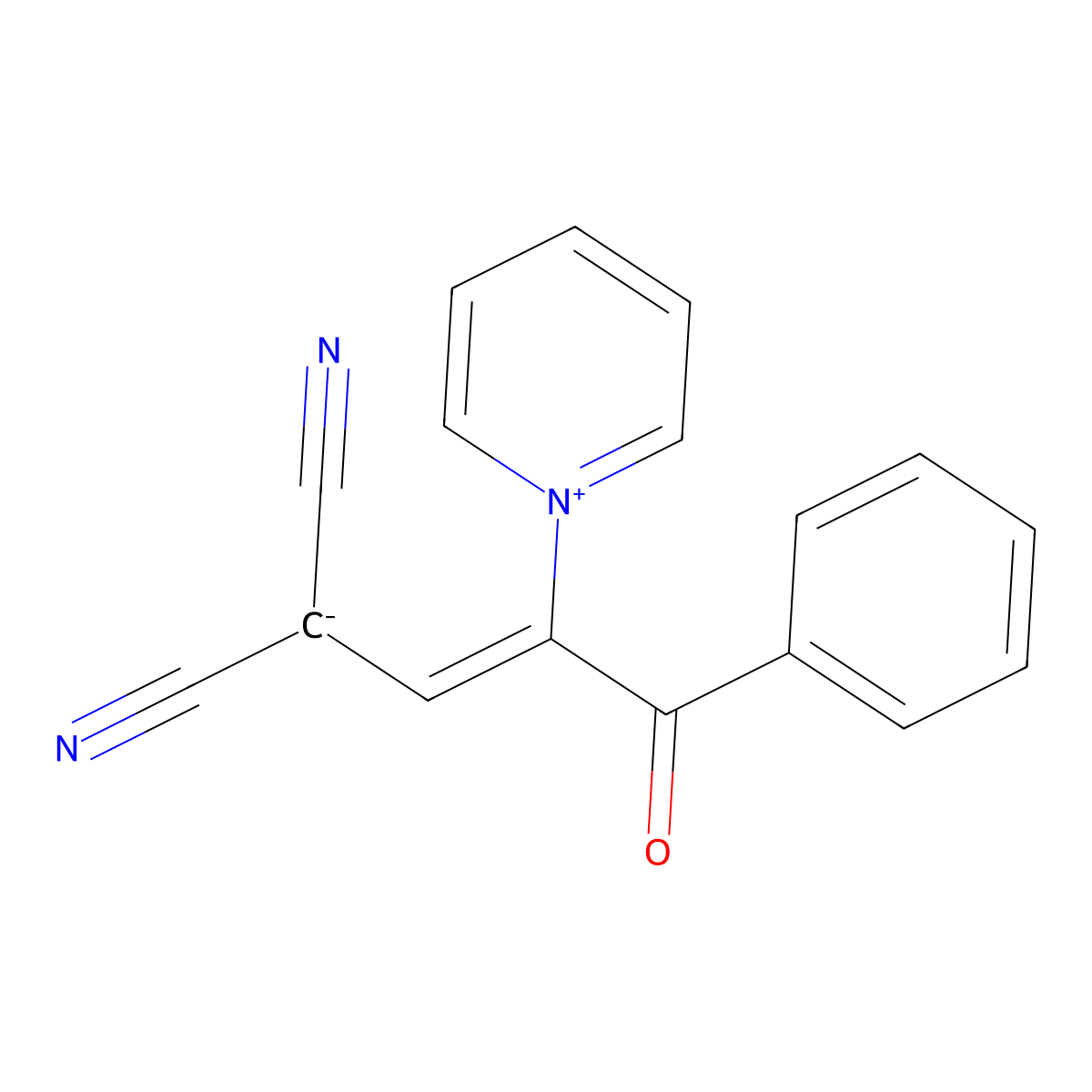 Pyridinium, 1-(1-benzoyl-3,3-dicyano-1-propen-1-yl)-, inner salt molecular structure, CAS 304876-63-9