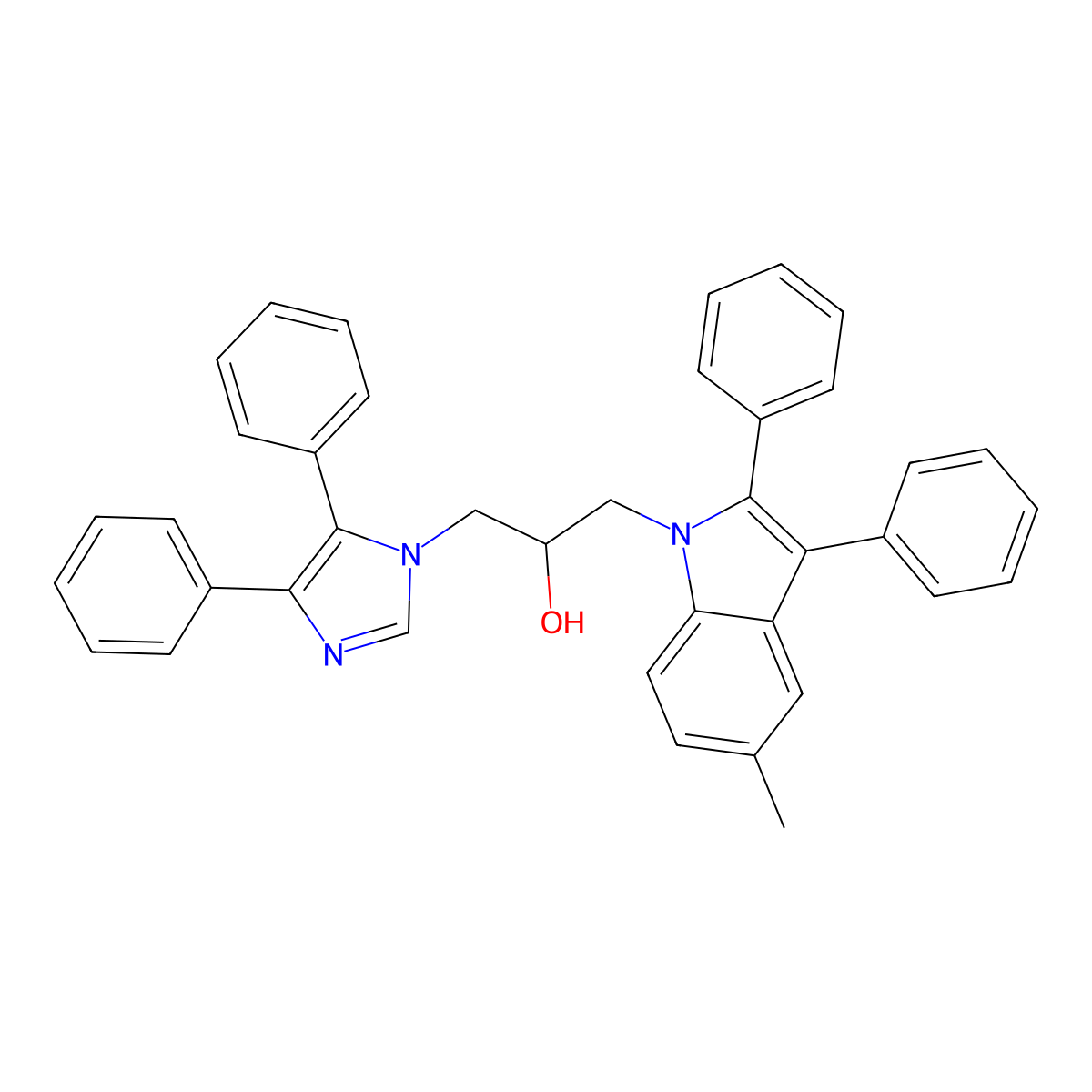 1-(4,5-diphenyl-1H-imidazol-1-yl)-3-(5-methyl-2,3-diphenyl-1H-indol-1-yl)-2-propanol molecular structure, CAS 304877-37-0