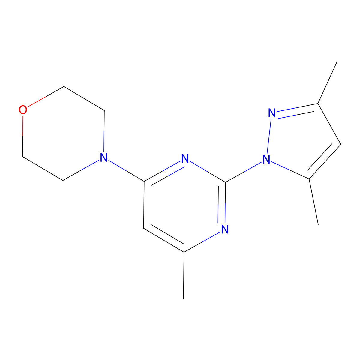 4-[2-(3,5-Dimethyl-pyrazol-1-yl)-6-methyl-pyrimidin-4-yl]-morpholine molecular structure, CAS 304877-55-2