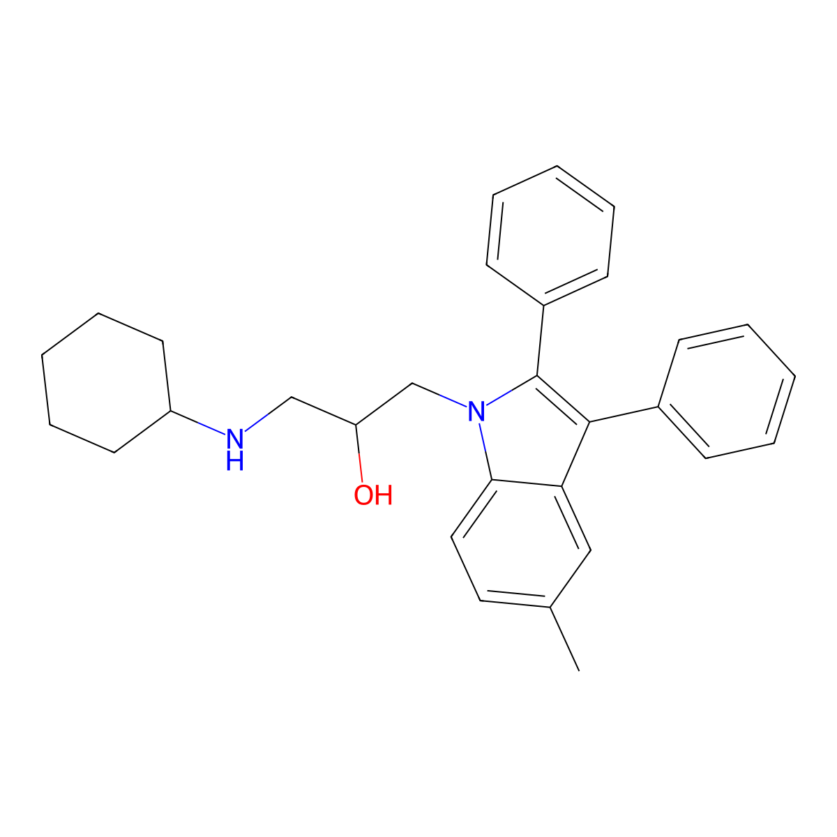 1-(cyclohexylamino)-3-(5-methyl-2,3-diphenyl-1H-indol-1-yl)propan-2-ol molecular structure, CAS 304877-56-3