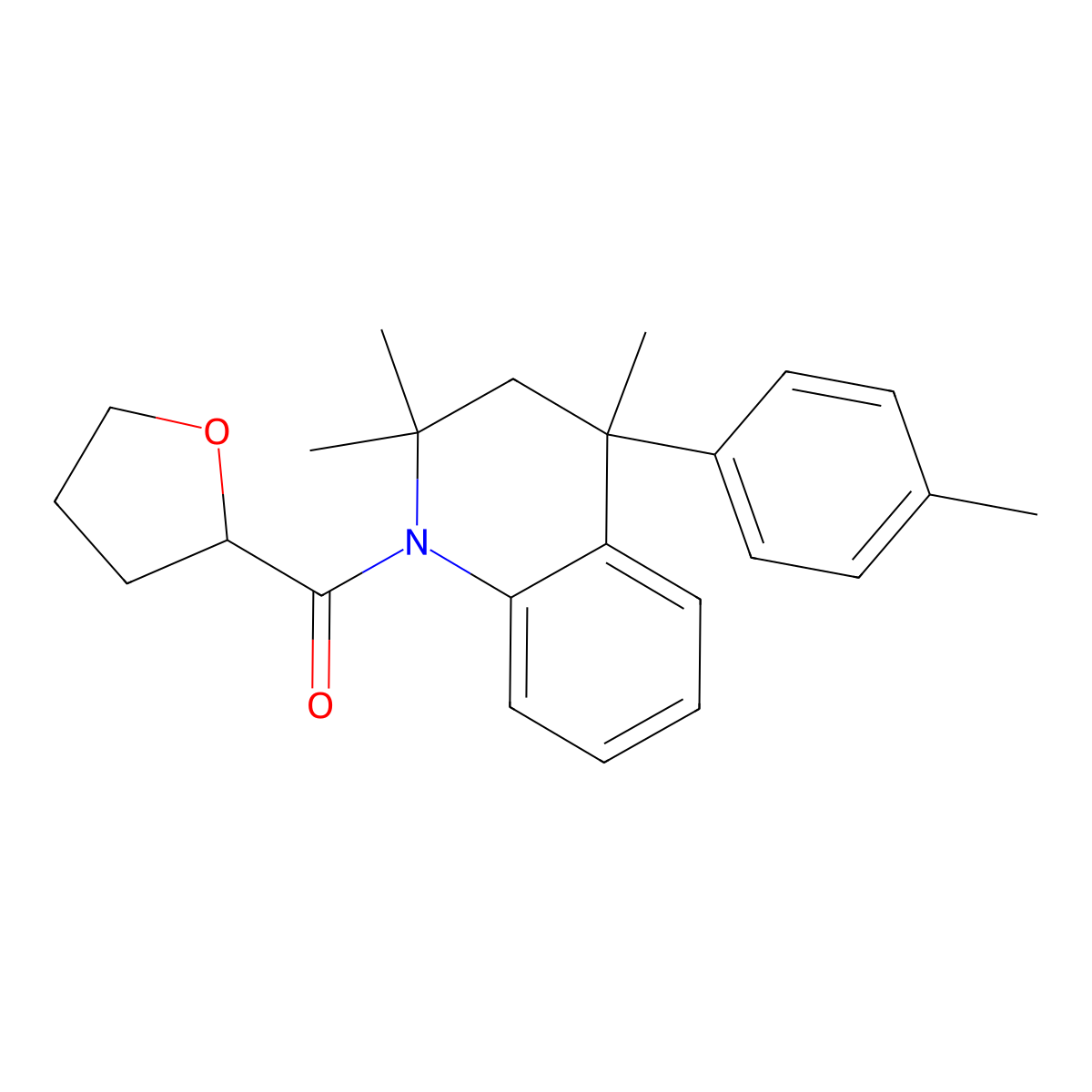 oxolan-2-yl-[2,2,4-trimethyl-4-(4-methylphenyl)-3H-quinolin-1-yl]methanone molecular structure, CAS 304877-61-0