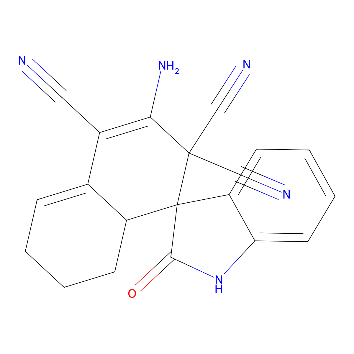 2'-amino-2-oxospiro[1H-indole-3,4'-4a,5,6,7-tetrahydronaphthalene]-1',3',3'-tricarbonitrile molecular structure, CAS 304877-65-4