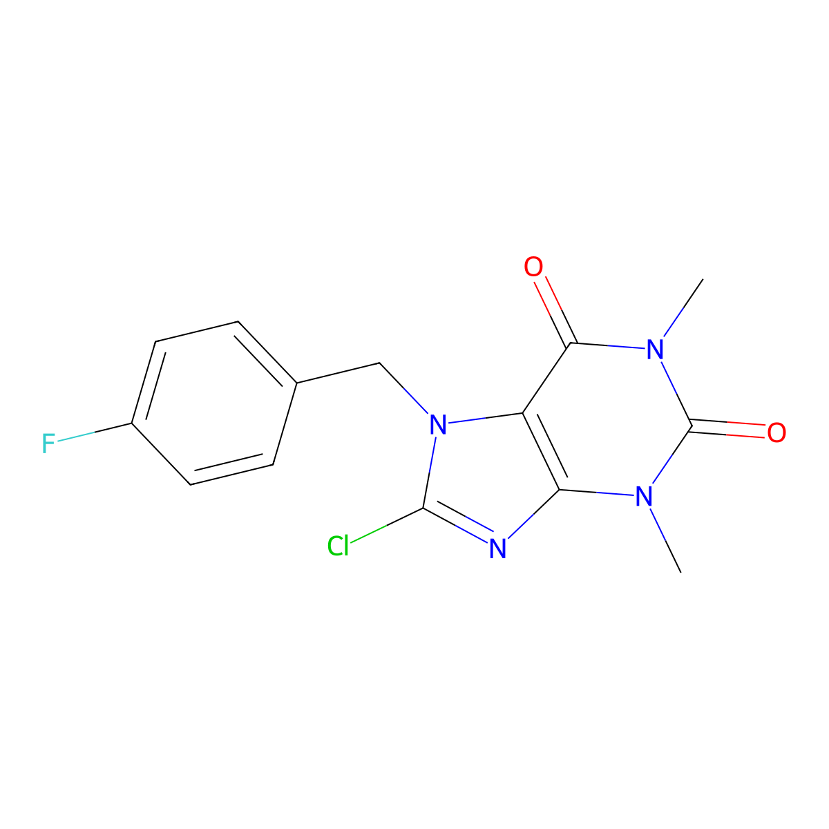 8-chloro-7-(4-fluorobenzyl)-1,3-dimethyl-3,7-dihydro-1H-purine-2,6-dione molecular structure, CAS 304877-92-7