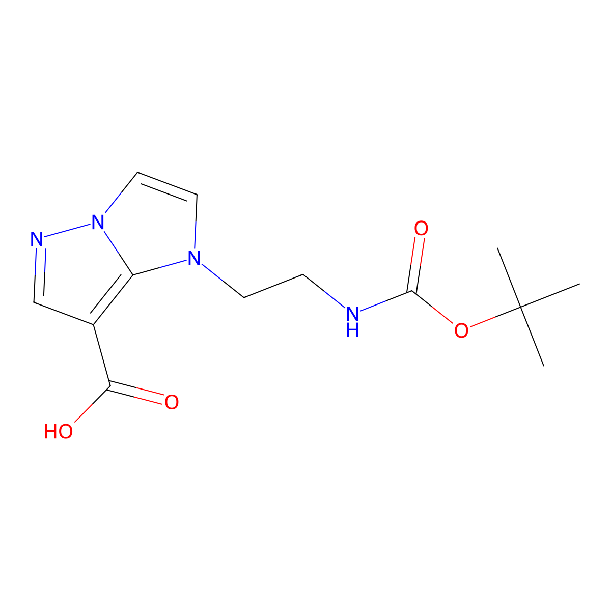 1-(2-{[(tert-butoxy)carbonyl]amino}ethyl)-1H-pyrazolo[1,5-a]imidazole-7-carboxylic acid molecular structure, CAS 3048777-54-1
