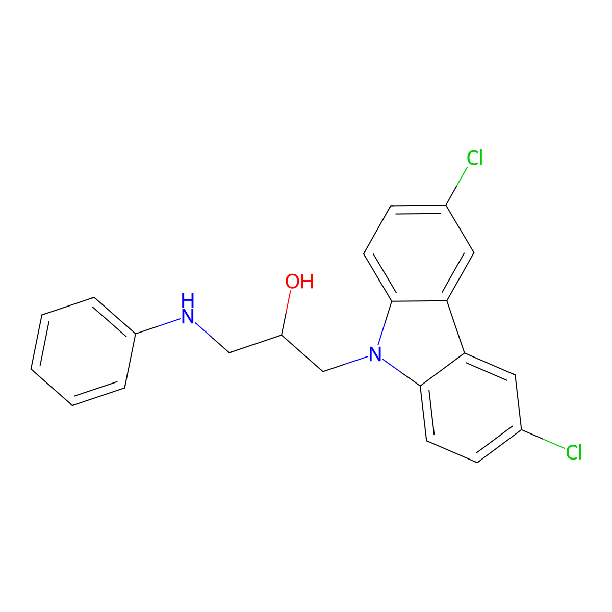 1-(3,6-dichloro-9H-carbazol-9-yl)-3-(phenylamino)propan-2-ol molecular structure, CAS 304878-30-6