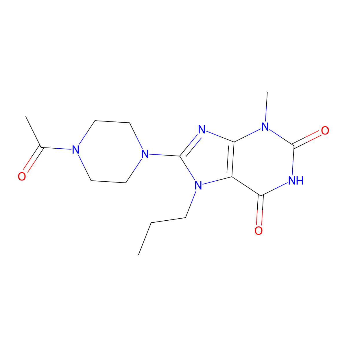 8-(4-Acetylpiperazin-1-yl)-3-methyl-7-propylpurine-2,6-dione molecular structure, CAS 304878-39-5