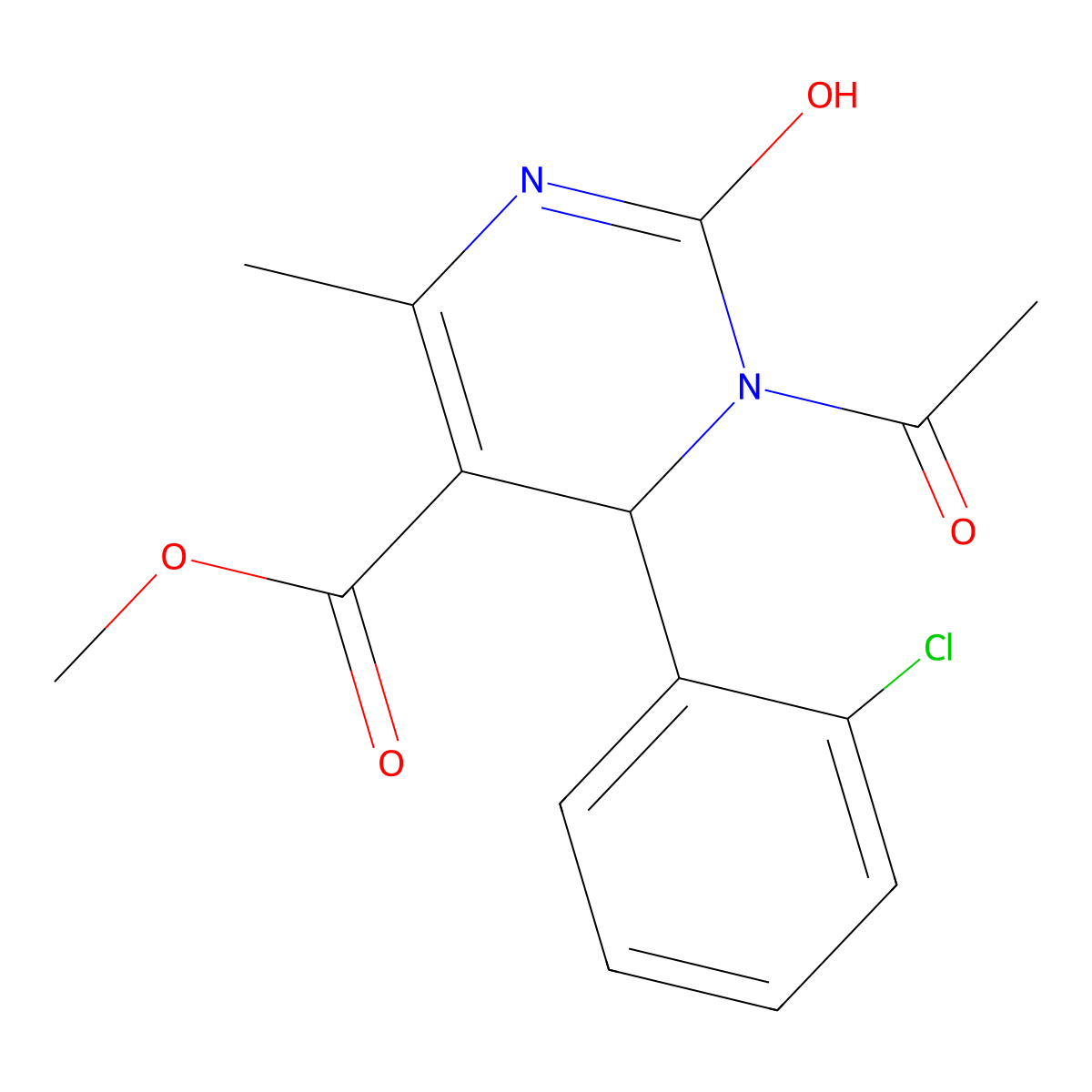 Methyl 1-acetyl-6-(2-chlorophenyl)-2-hydroxy-4-methyl-1,6-dihydropyrimidine-5-carboxylate molecular structure, CAS 304878-42-0