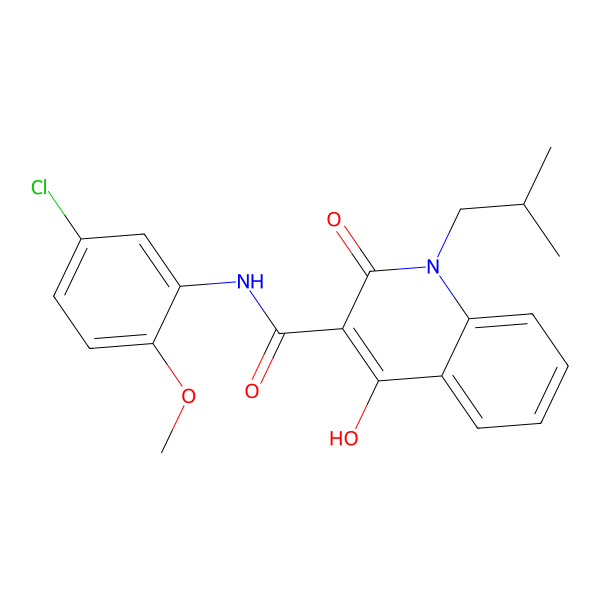 N-(5-chloro-2-methoxyphenyl)-4-hydroxy-1-(2-methylpropyl)-2-oxo-1,2-dihydroquinoline-3-carboxamide molecular structure, CAS 304878-51-1