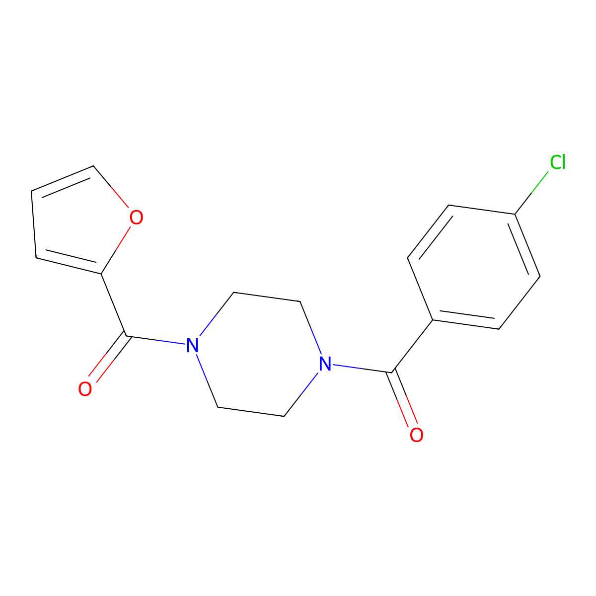 1-(4-Chlorobenzoyl)-4-(2-furoyl)piperazine molecular structure, CAS 304878-52-2