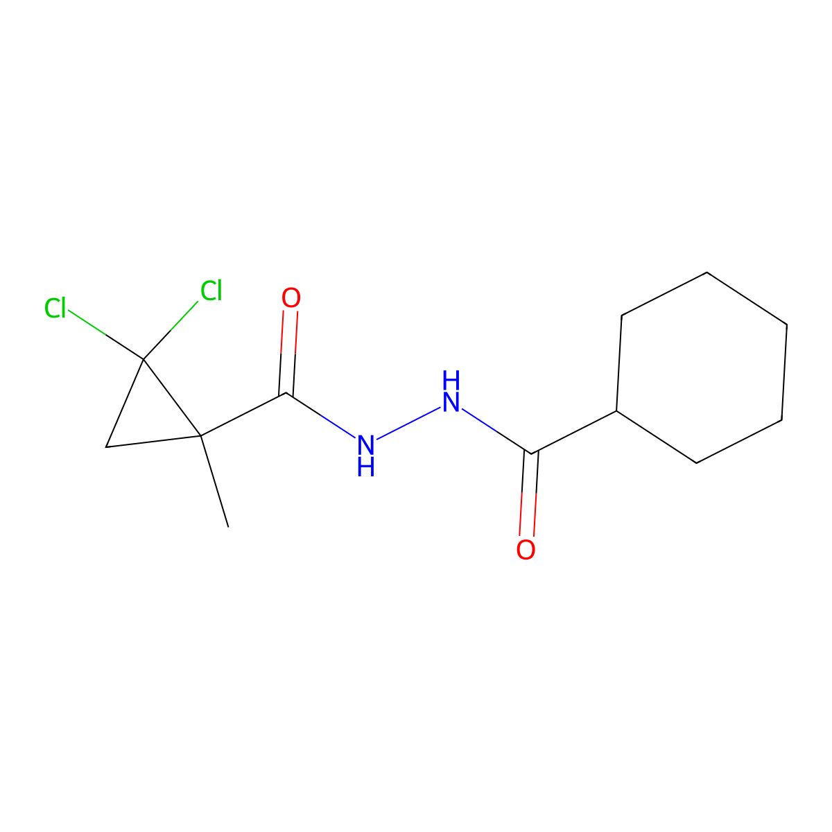 N'-(2,2-dichloro-1-methylcyclopropanecarbonyl)cyclohexanecarbohydrazide molecular structure, CAS 304878-60-2