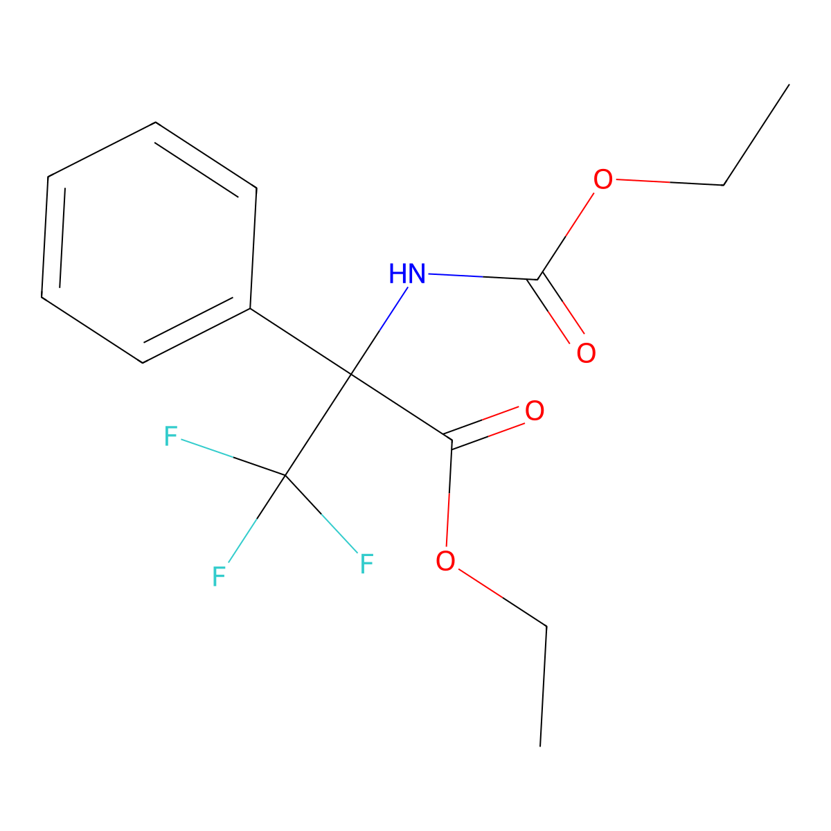 Ethyl 2-((ethoxycarbonyl)amino)-3,3,3-trifluoro-2-phenylpropanoate molecular structure, CAS 304878-74-8