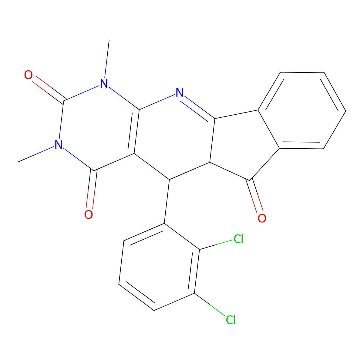5-(2,3-dichlorophenyl)-1,3-dimethyl-5,5a-dihydro-1H-indeno[2',1':5,6]pyrido[2,3-d]pyrimidine-2,4,6(3H)-trione molecular structure, CAS 304879-01-4