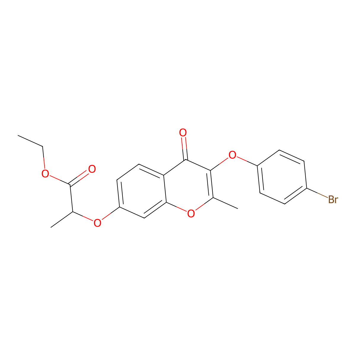 ethyl 2-{[3-(4-bromophenoxy)-2-methyl-4-oxo-4H-chromen-7-yl]oxy}propanoate molecular structure, CAS 304879-13-8