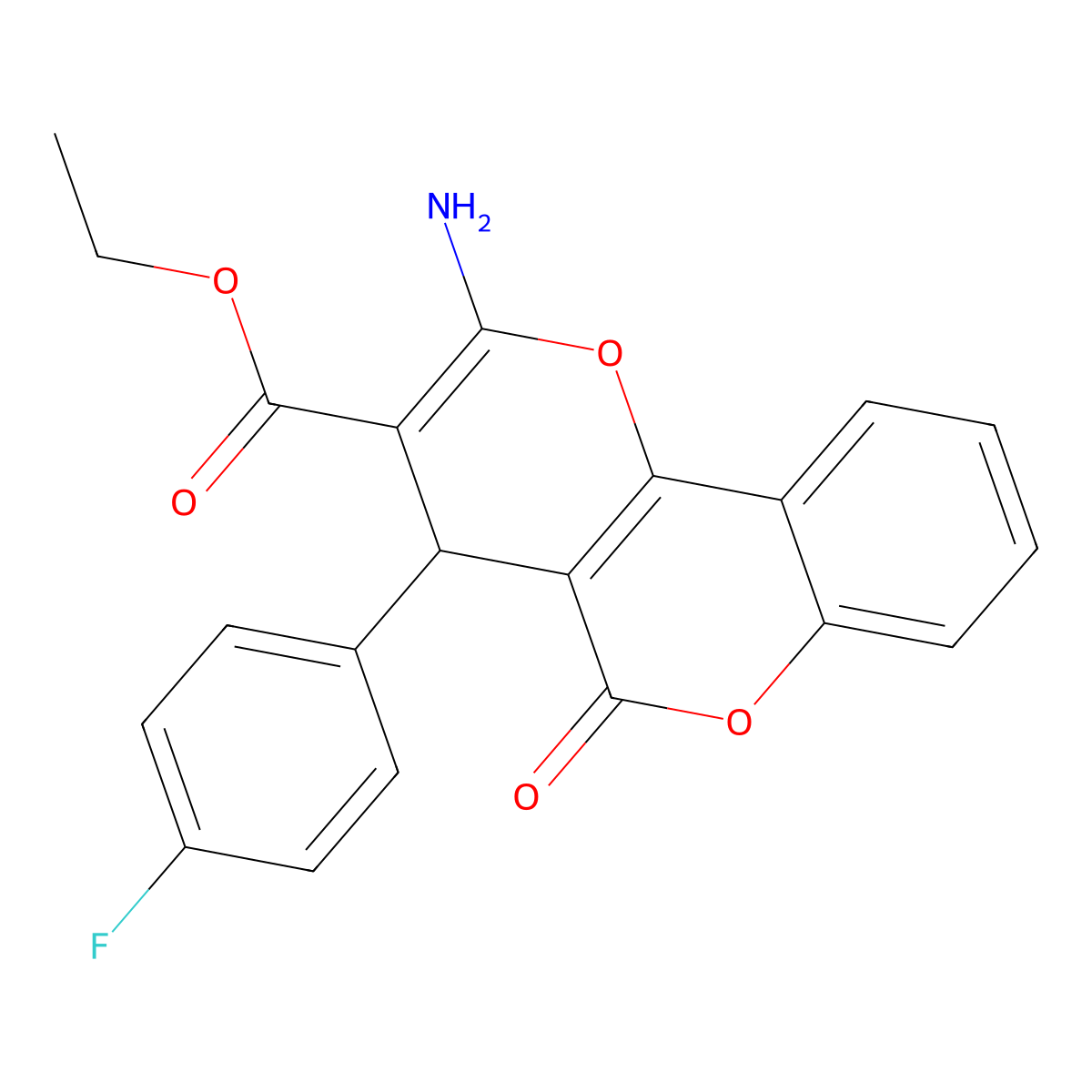 ethyl 2-amino-4-(4-fluorophenyl)-5-oxo-4H,5H-pyrano[3,2-c]chromene-3-carboxylate molecular structure, CAS 304879-84-3