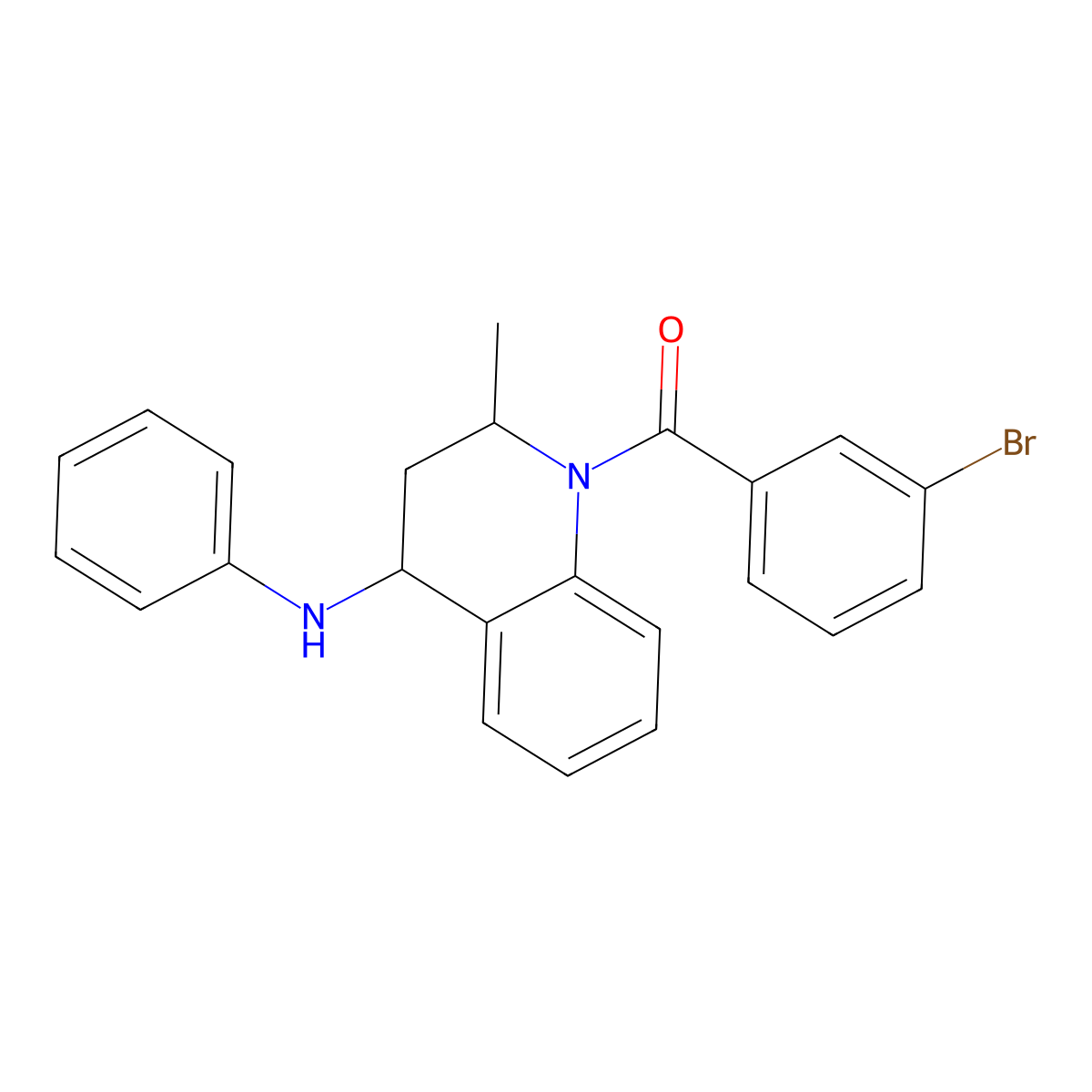 (4-anilino-2-methyl-3,4-dihydro-2H-quinolin-1-yl)-(3-bromophenyl)methanone molecular structure, CAS 304879-90-1