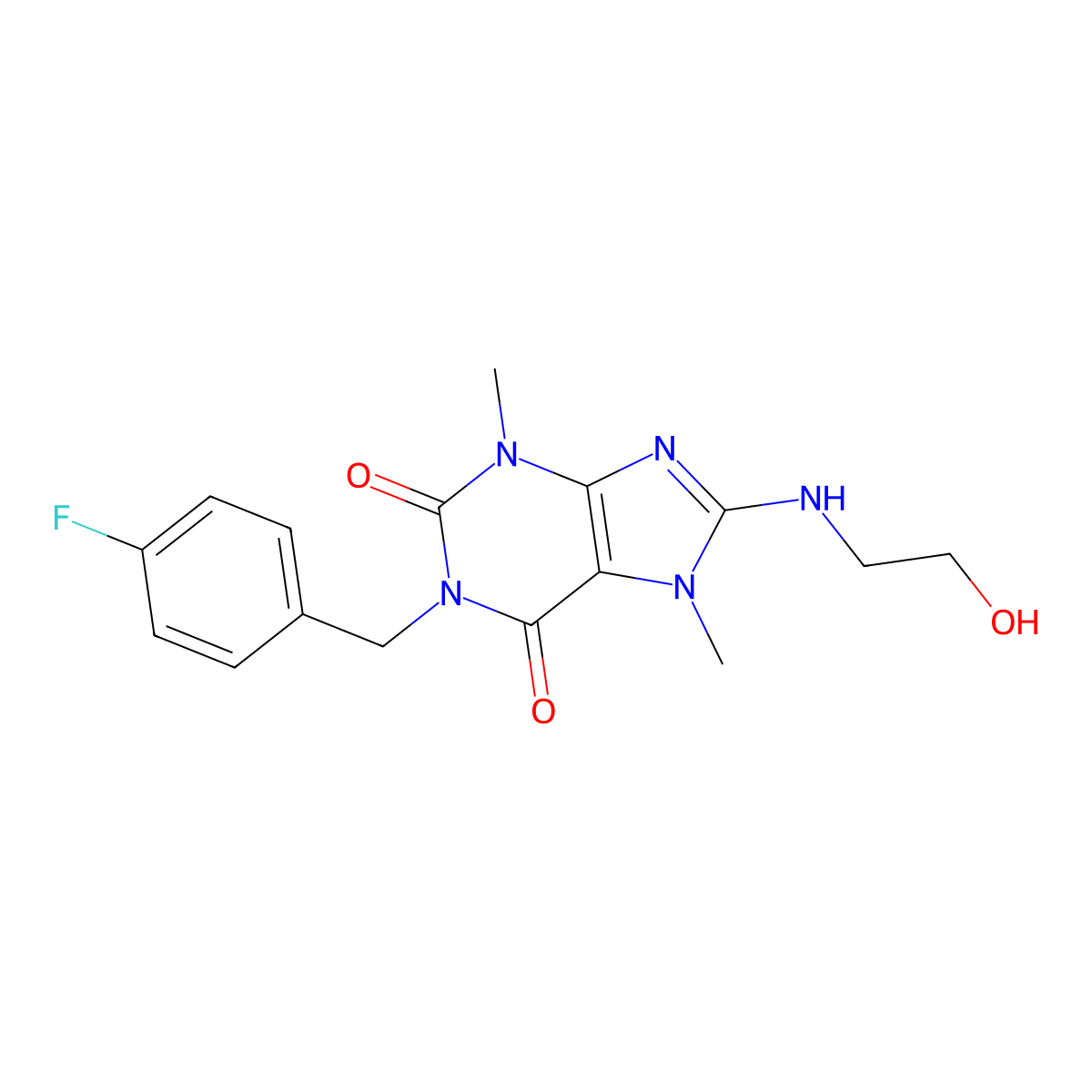 1-(4-fluorobenzyl)-8-[(2-hydroxyethyl)amino]-3,7-dimethyl-3,7-dihydro-1H-purine-2,6-dione molecular structure, CAS 304879-98-9