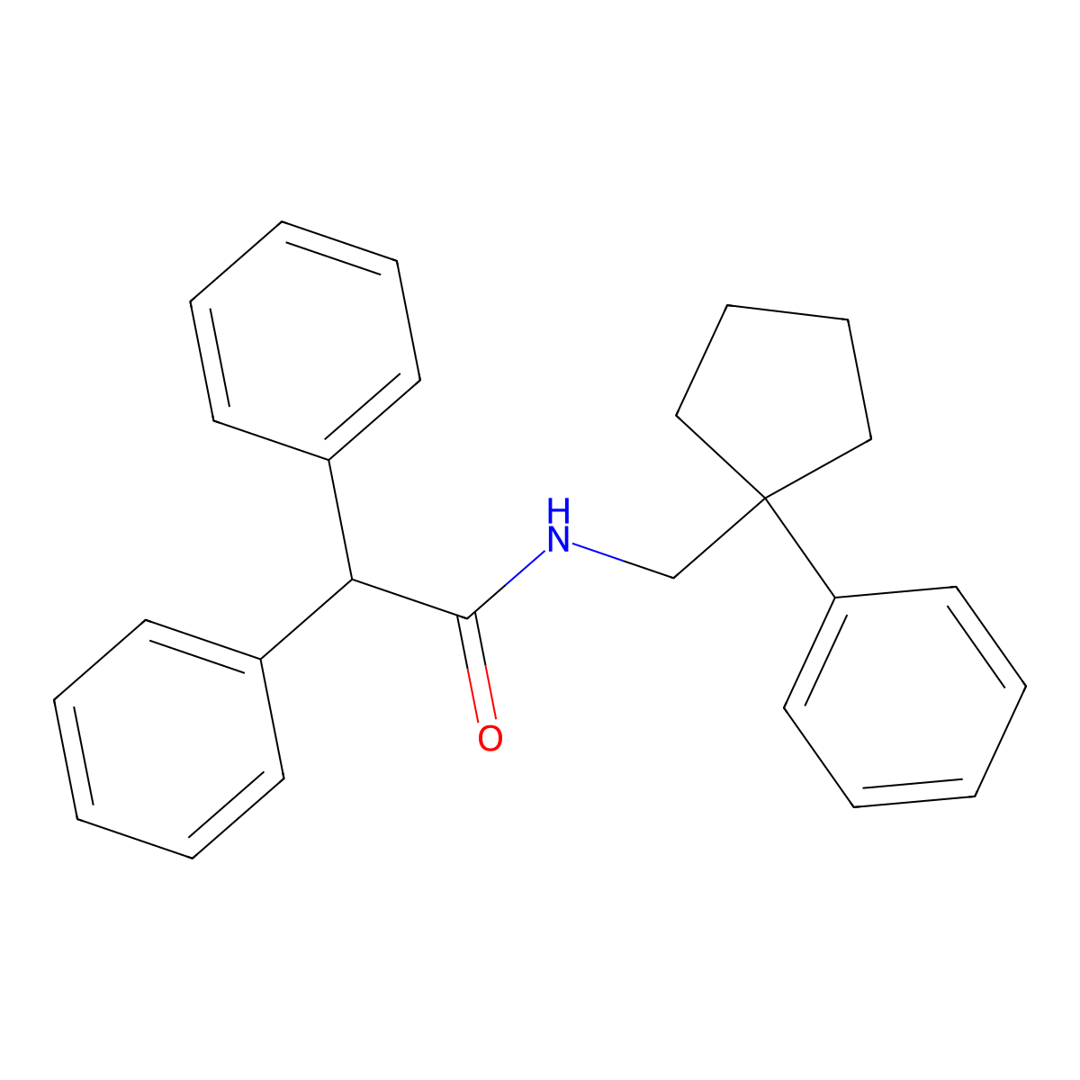 2,2-diphenyl-N-[(1-phenylcyclopentyl)methyl]acetamide molecular structure, CAS 30488-70-1