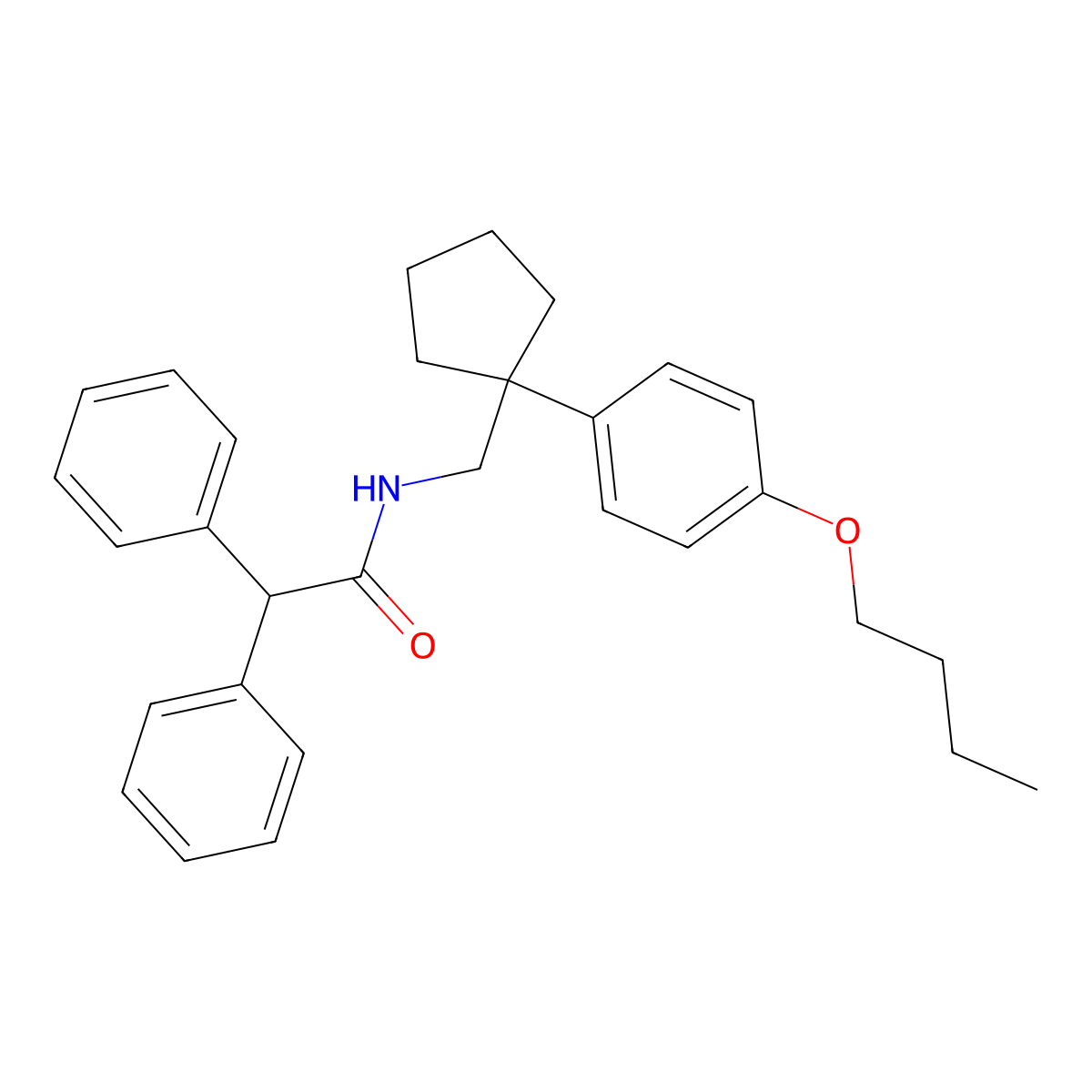 N-[[1-(4-butoxyphenyl)cyclopentyl]methyl]-2,2-diphenylacetamide molecular structure, CAS 30488-72-3