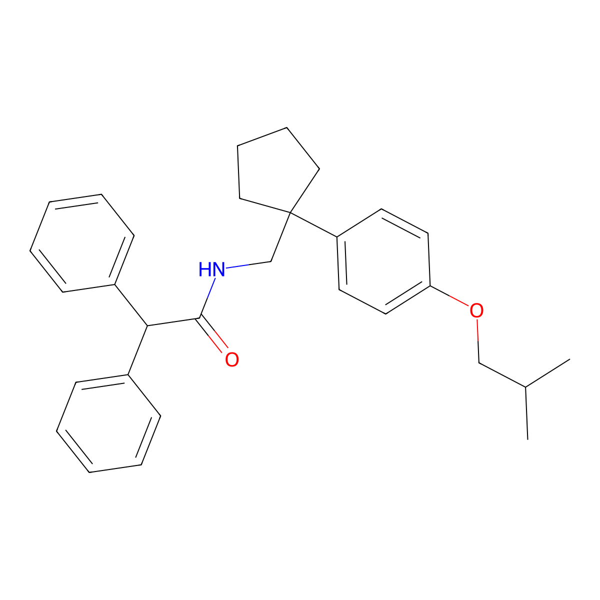 N-[[1-[4-(2-methylpropoxy)phenyl]cyclopentyl]methyl]-2,2-diphenylacetamide molecular structure, CAS 30488-73-4