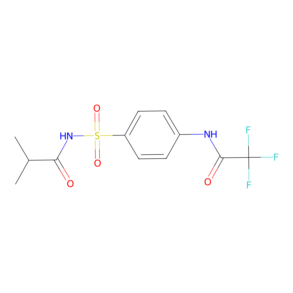 2-methyl-N-[4-[(2,2,2-trifluoroacetyl)amino]phenyl]sulfonylpropanamide molecular structure, CAS 304880-56-6