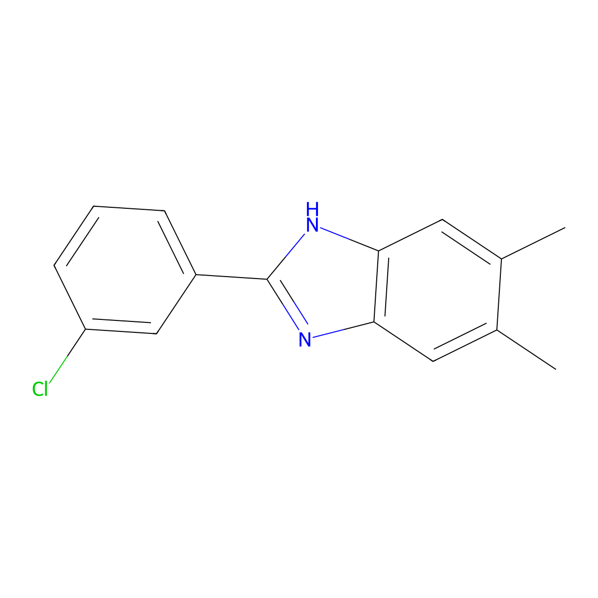 2-(3-Chlorophenyl)-5,6-dimethyl-1H-benzo[d]imidazole molecular structure, CAS 304881-19-4