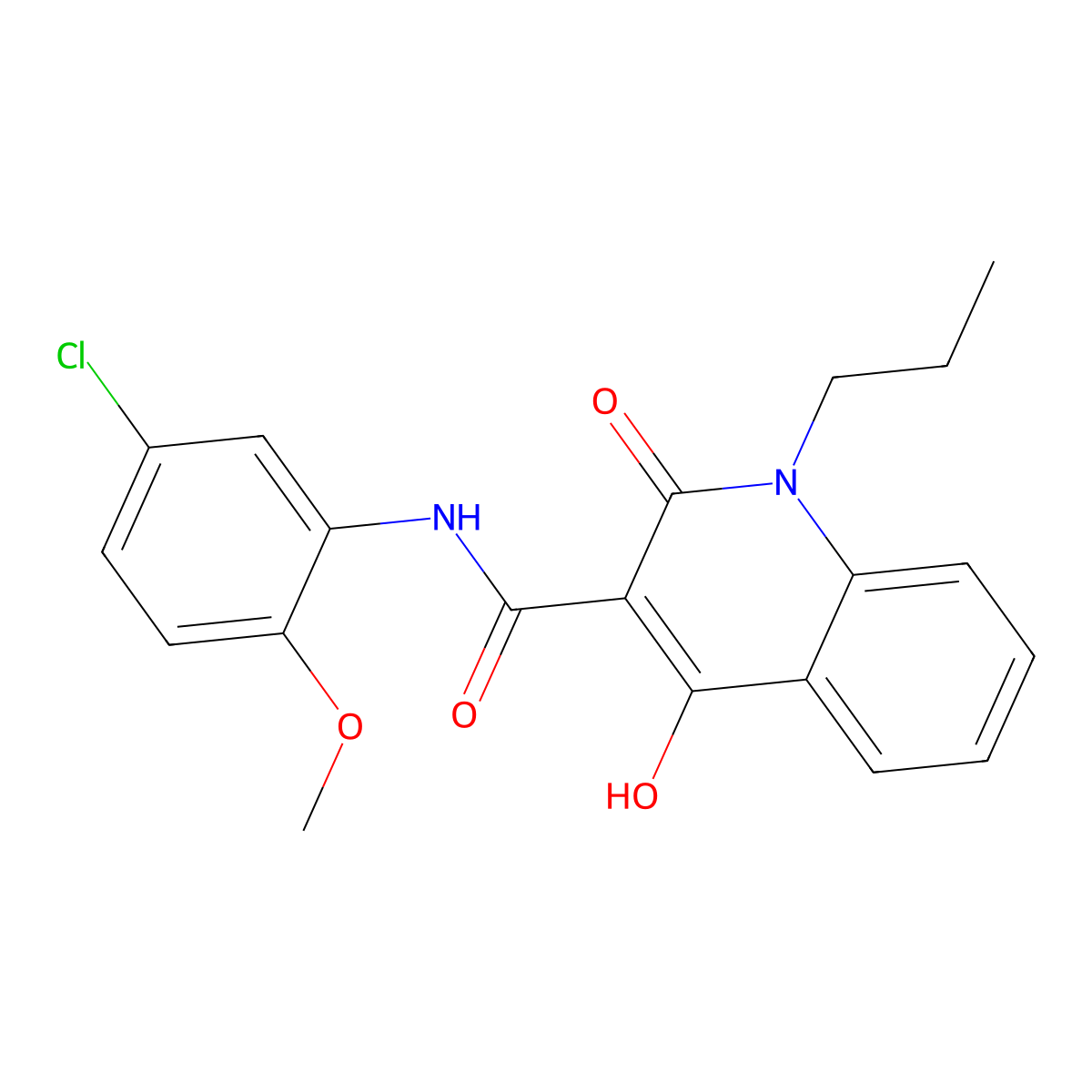 N-(5-chloro-2-methoxyphenyl)-4-hydroxy-2-oxo-1-propyl-1,2-dihydroquinoline-3-carboxamide molecular structure, CAS 304881-20-7
