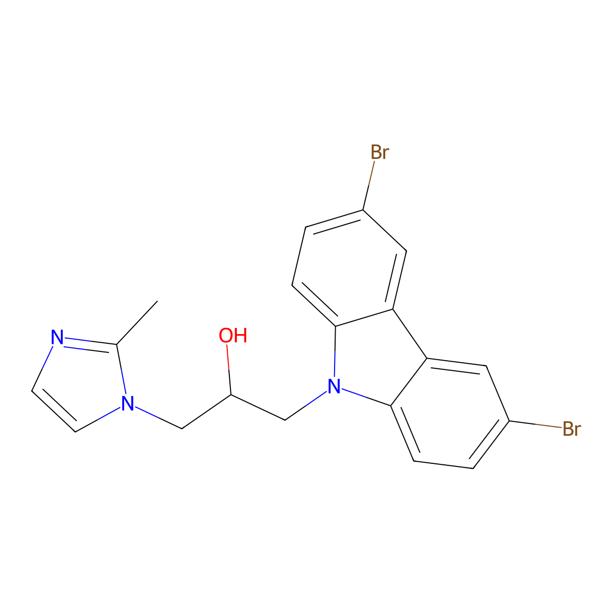 1-(3,6-dibromo-9H-carbazol-9-yl)-3-(2-methyl-1H-imidazol-1-yl)propan-2-ol molecular structure, CAS 304881-23-0