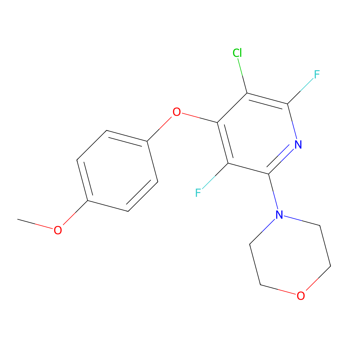 4-[5-Chloro-3,6-difluoro-4-(4-methoxyphenoxy)pyridin-2-yl]morpholine molecular structure, CAS 304881-34-3