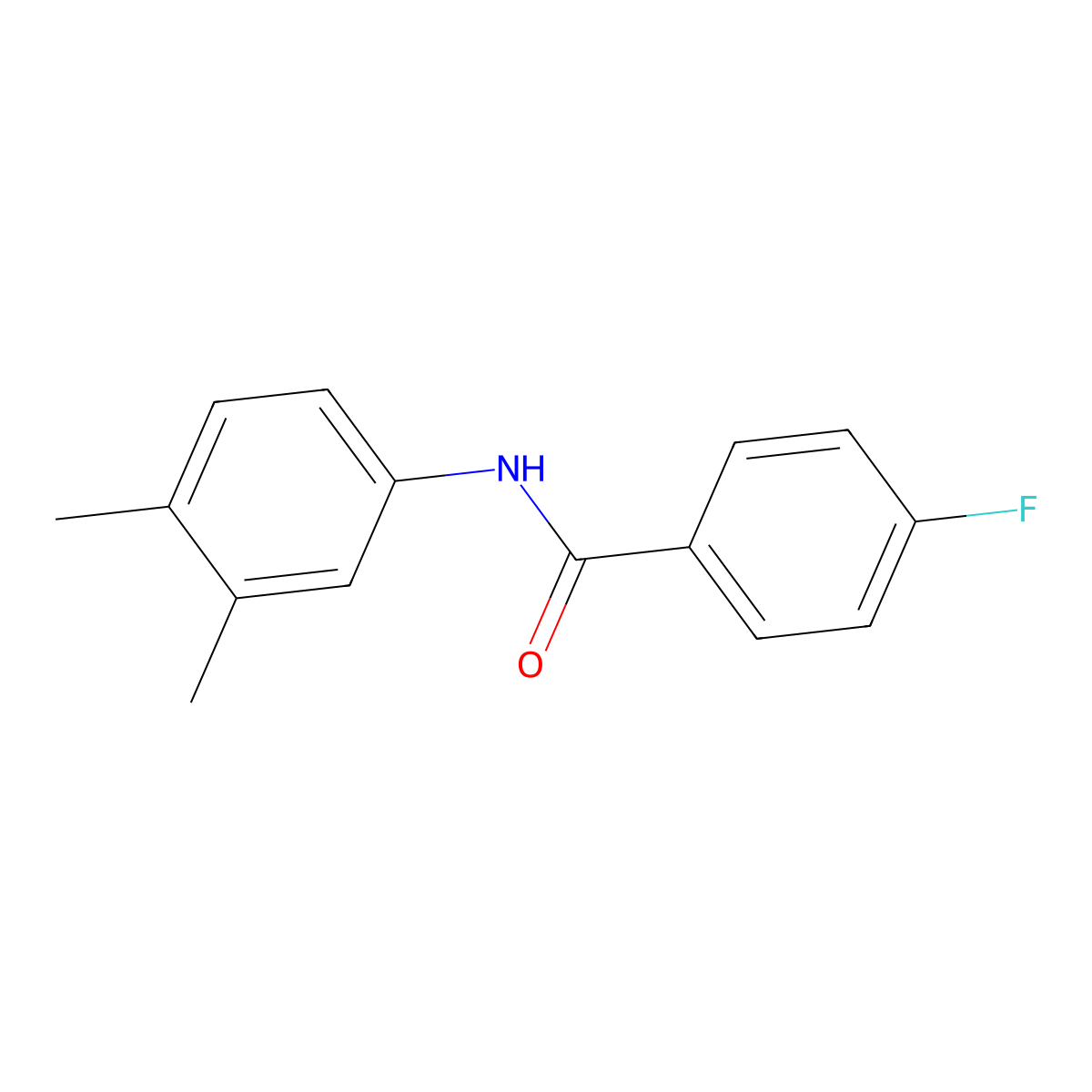 N-(3,4-dimethylphenyl)-4-fluorobenzamide molecular structure, CAS 304882-56-2