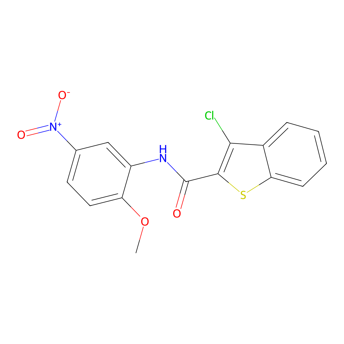 3-Chloro-N-(2-methoxy-5-nitrophenyl)-1-benzothiophene-2-carboxamide molecular structure, CAS 304882-76-6