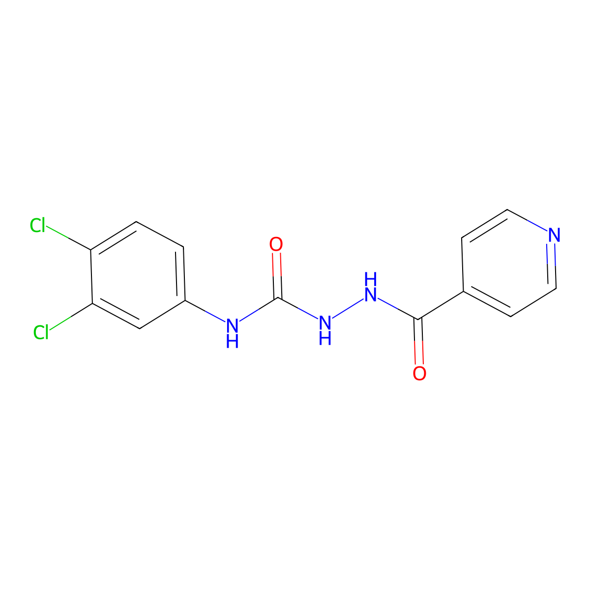 1-(3,4-Dichlorophenyl)-3-(pyridine-4-carbonylamino)urea molecular structure, CAS 304883-43-0