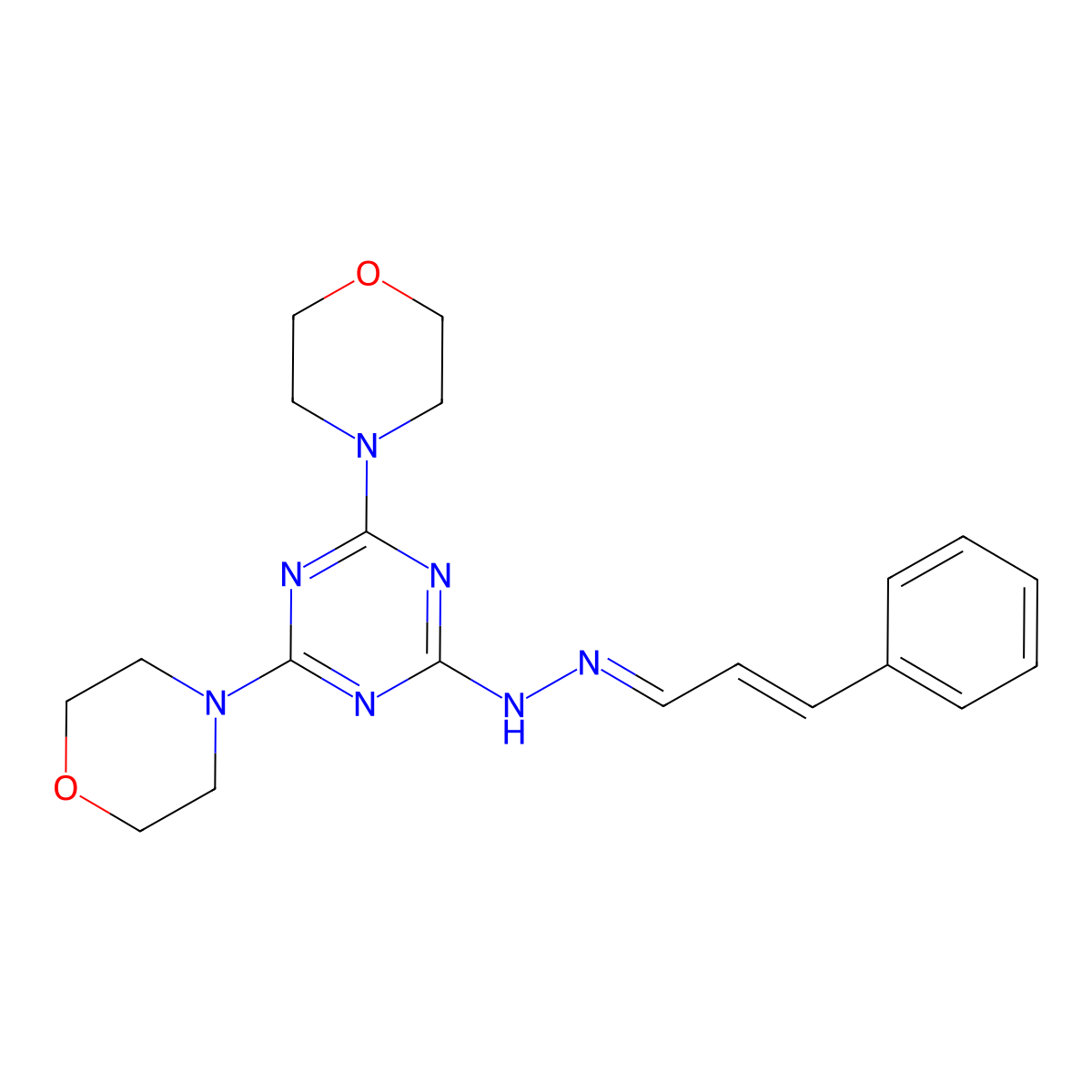 N-(cinnamylideneamino)-4,6-dimorpholin-4-yl-1,3,5-triazin-2-amine molecular structure, CAS 304884-21-7